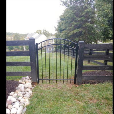 Arch Alum Gate on Paddock Fence