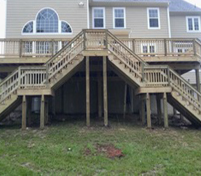 Treated deck with double steps