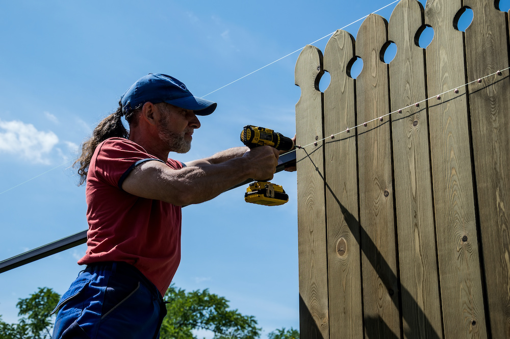 wooden fence installation